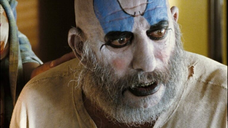 An image of Captain Spaulding from The Devil's Rejects accompanying news of the film's 20th anniversary re-release.