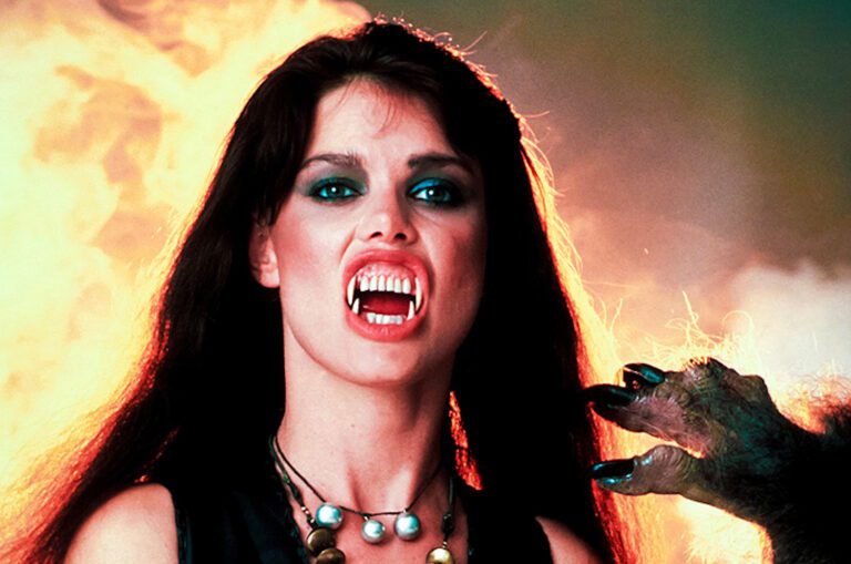 Elisabeth Brooks as Marsha Quist for a photo shoot from the Joe Dante werewolf horror movie The Howling.