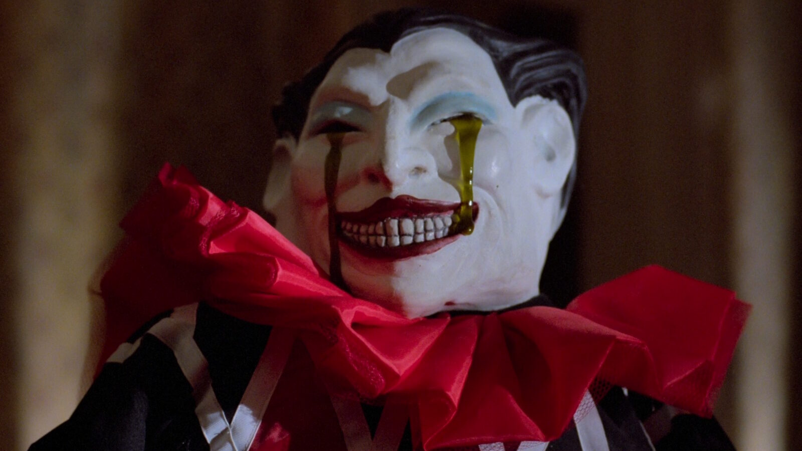 An image of the clown doll manifestation from Ghoulies (1985) to accentuate the Brain Mutant exclusive article regarding the Ghoulies lawsuit and its resolution.